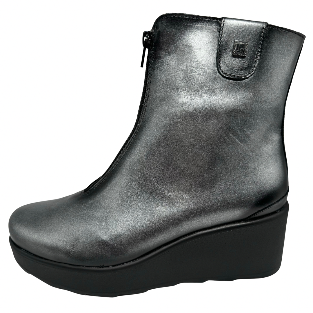 Jose Saenz Metallic Silver Wedged Boots