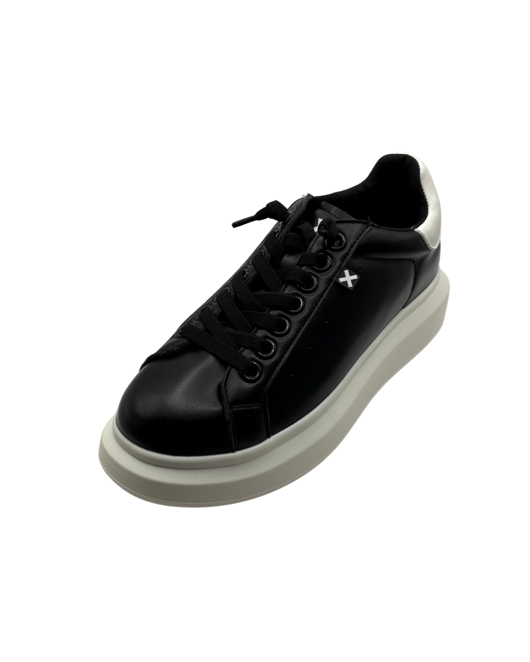 XTI Black Platform Trainer with White Sole