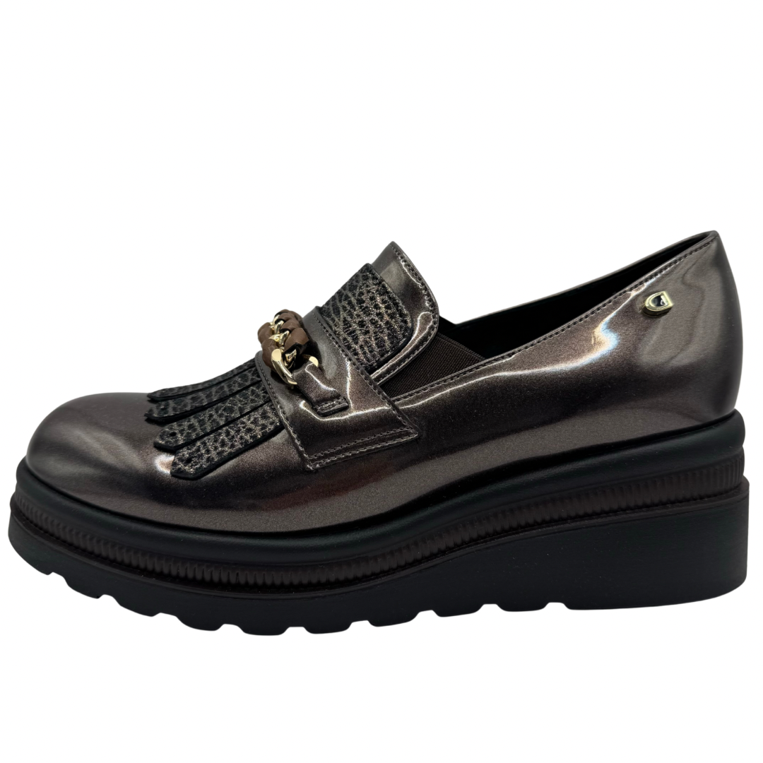 Donna Serena Bronze Shimmer Wedge Loafer
