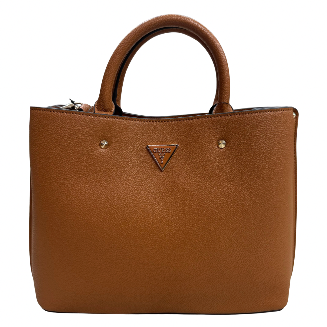 Guess Cognac Handbag with Triangle Logo