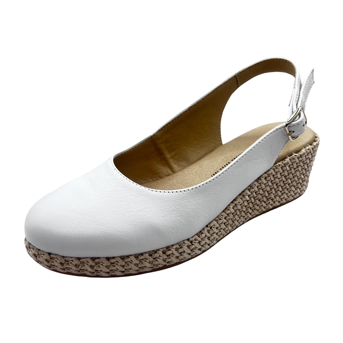 Pitillos White Leather Wedge Sandals