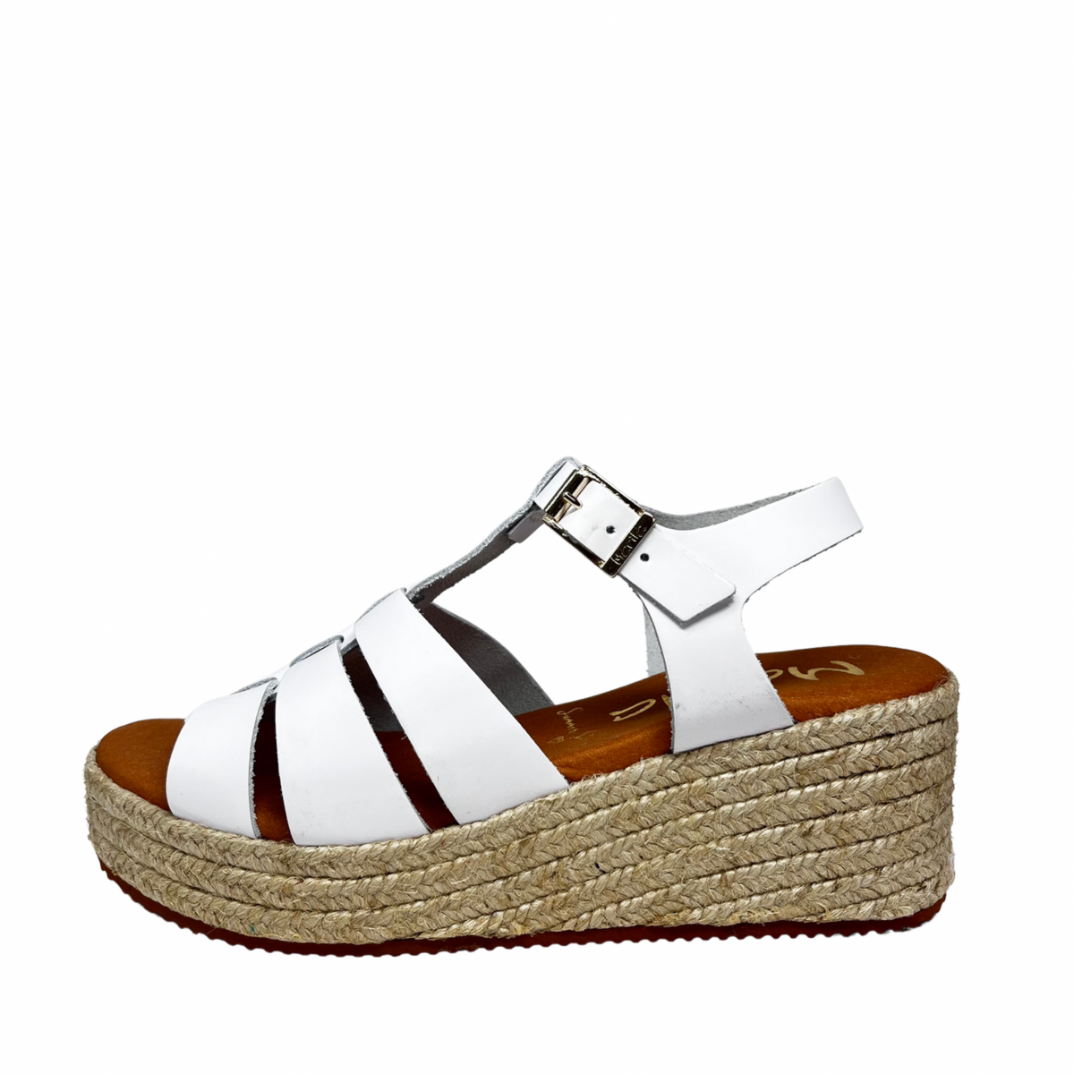 Marila White Leather Wedge Sandal