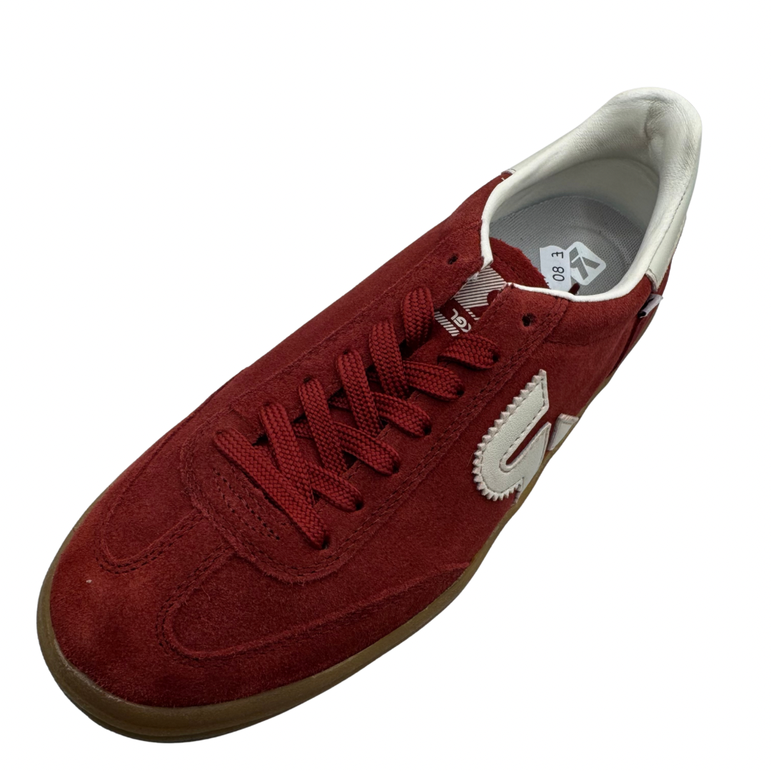 Rieker Red Platform Trainers with Cream Detail