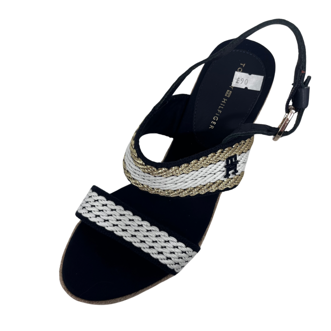Tommy Hilfiger Navy and White Wedge Sandals