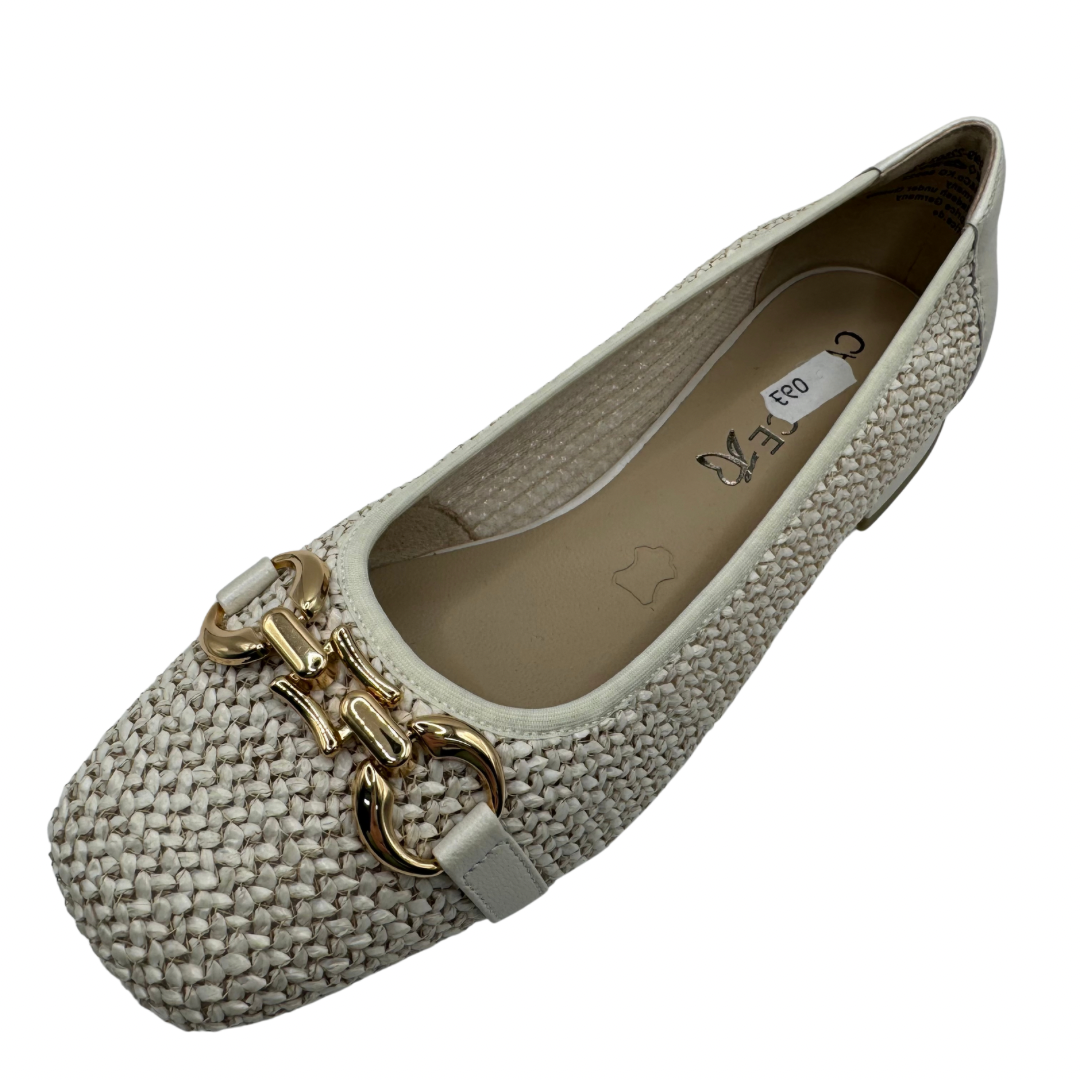 Caprice Cream Woven Heeled Shoes