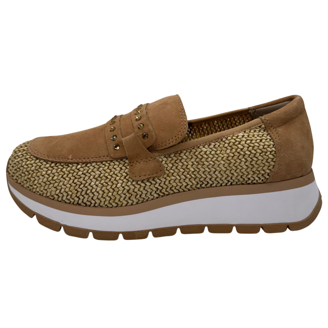 Caprice Tan Woven Loafers