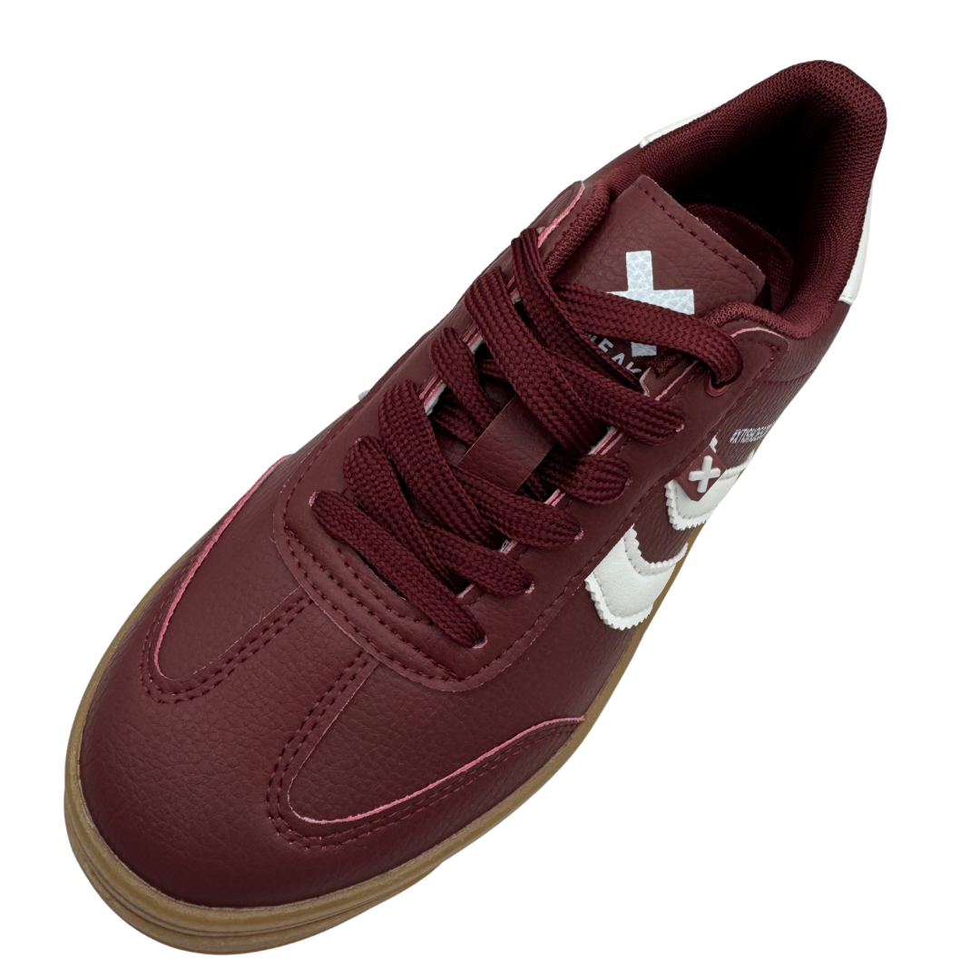 Xti Burgundy &amp; White Platform Trainers