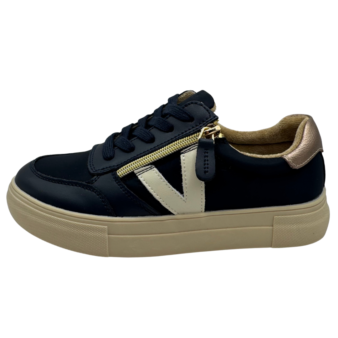 Drilleys Navy &amp; Cream Platform Trainers
