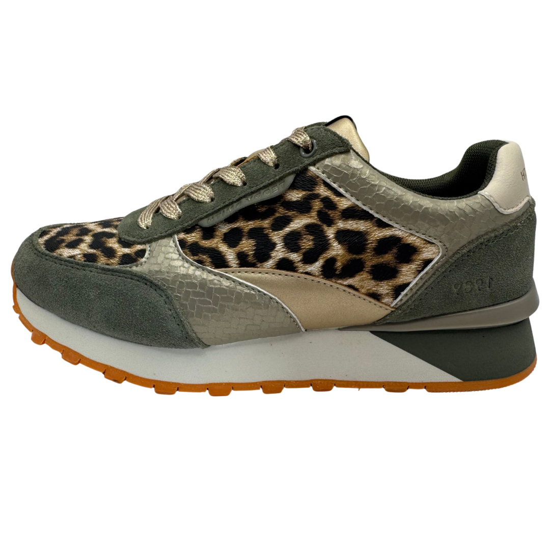 Teddy Smith Green &amp; Leopard Print Trainers