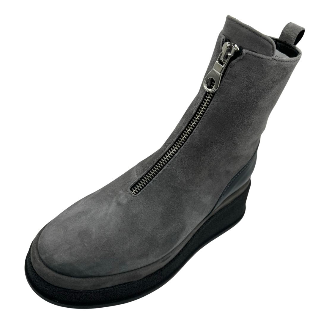 Marco Moreo Grey Suede Wedge Leather Boots