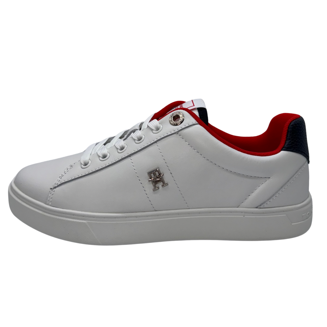 Tommy Hilfiger White Trainers with Red and Navy Detail