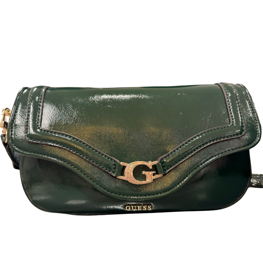 Guess Forest Green Patent Shoulder Bag