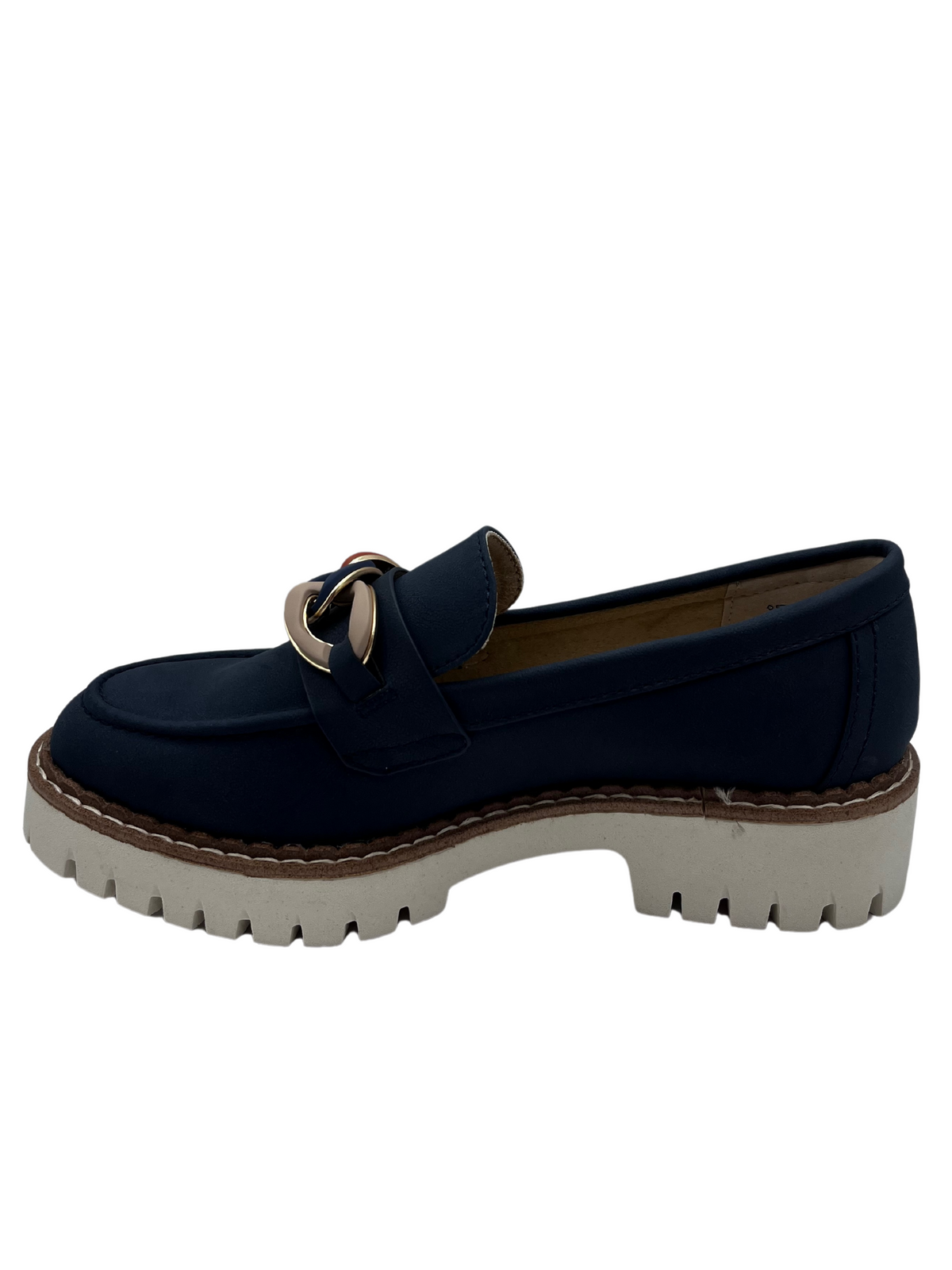 S Oliver Navy Loafer With Colourful Chain Design