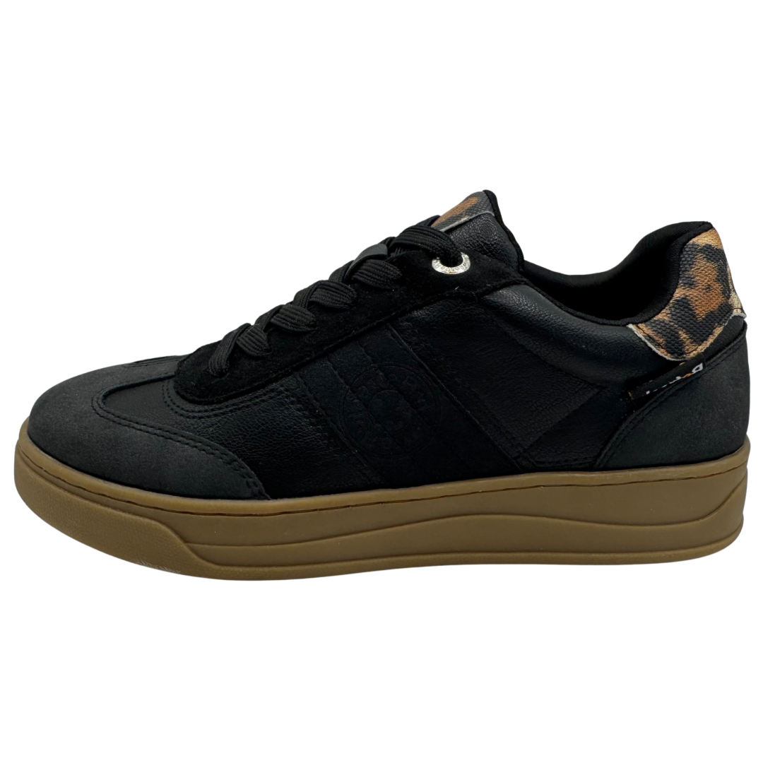 Refresh Black Trainers with Snake Print Detail