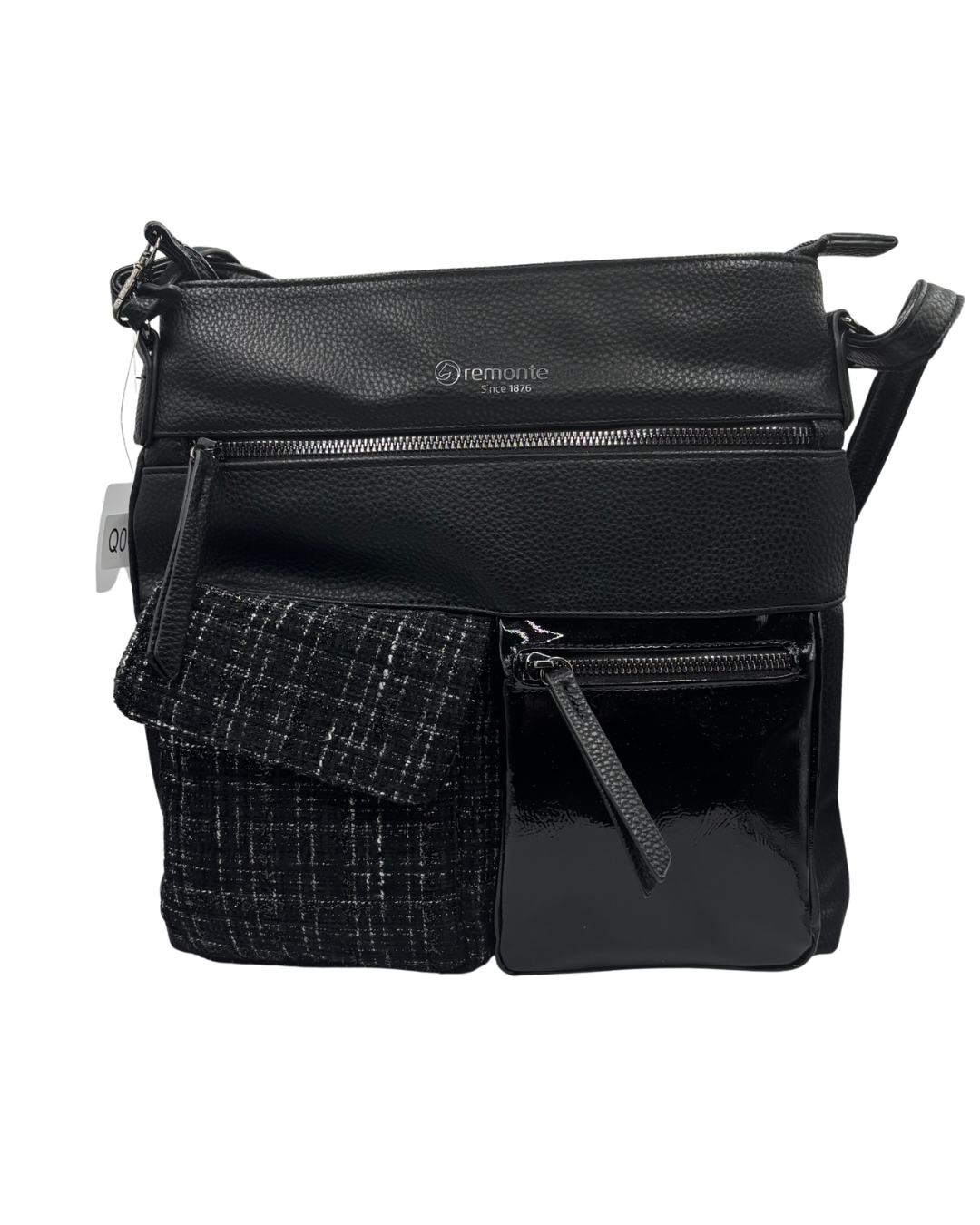 Remonte Black Crossbody Bag with Tweed Detail