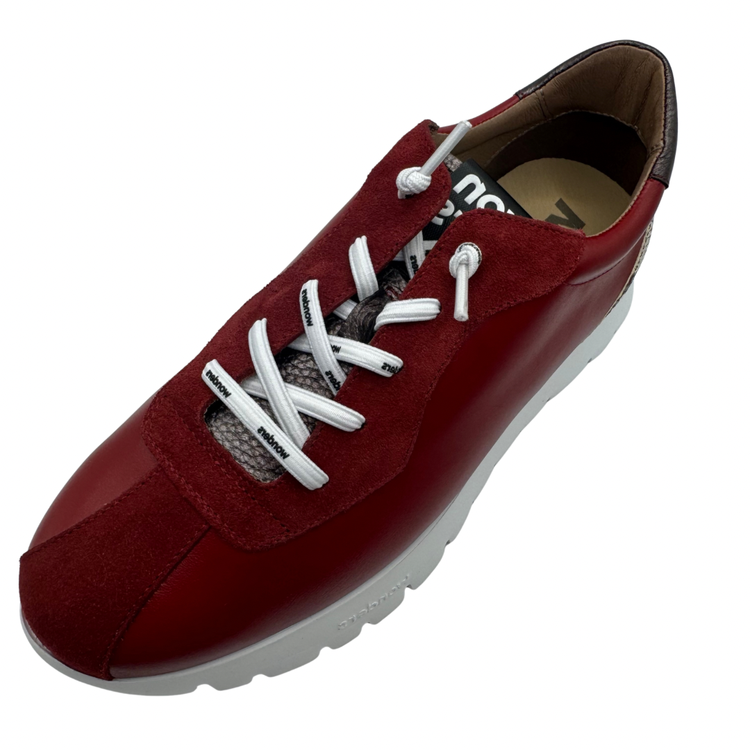 Wonders Red &amp; Snake Print Wedge Trainers