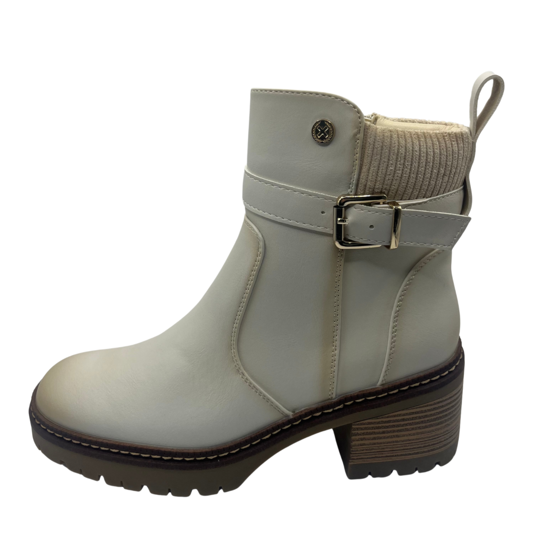 XTI Cream Wedge Heeled Boot