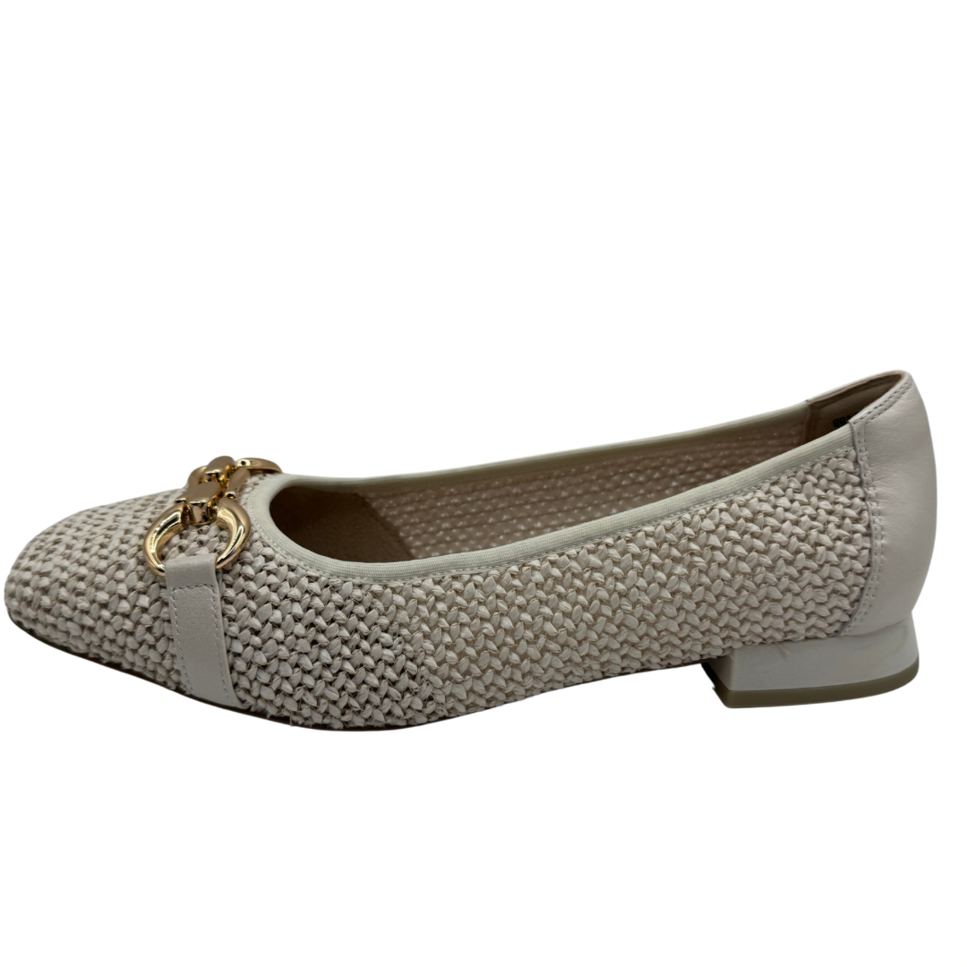 Caprice Cream Woven Heeled Shoes