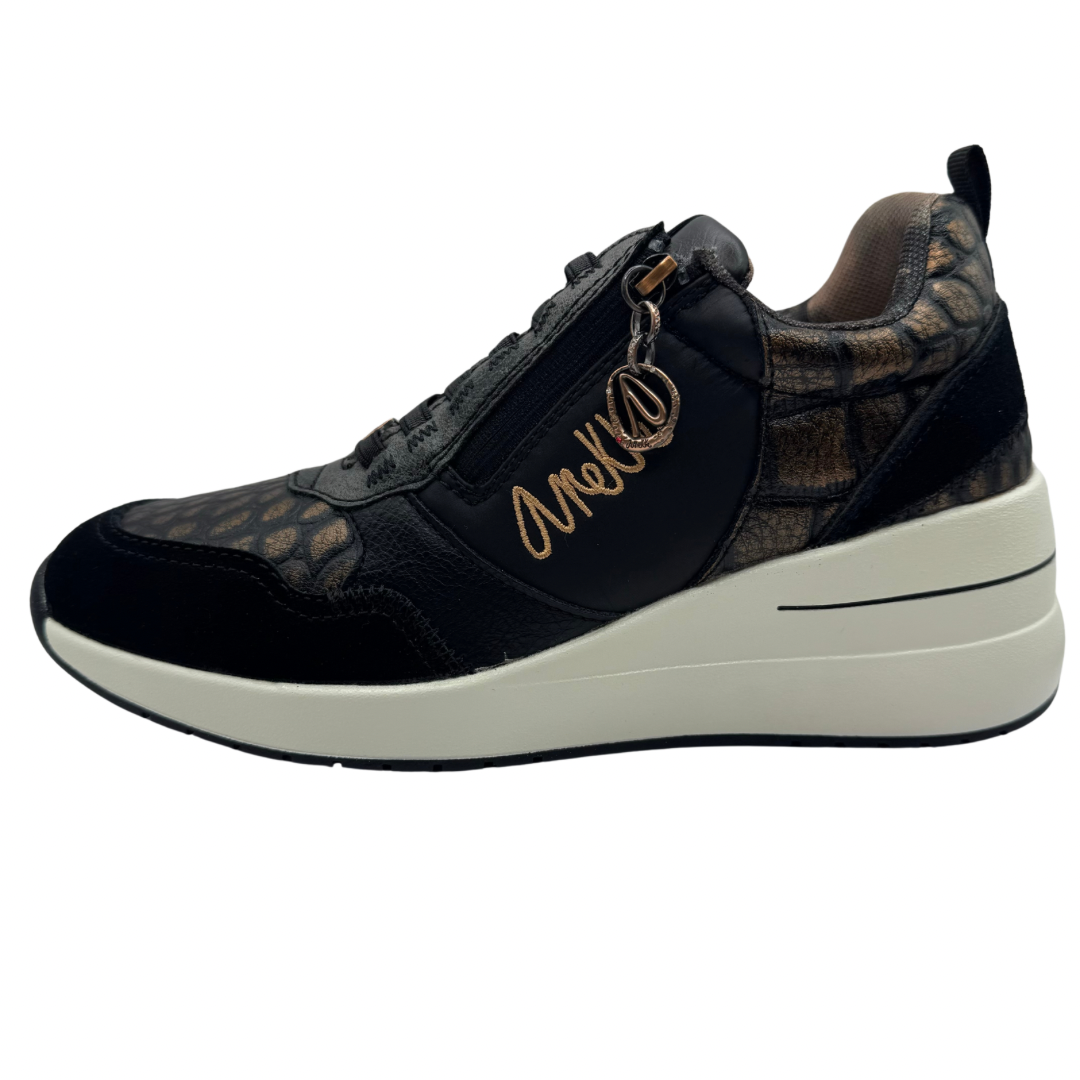 Anekke Black &amp; Bronze Wedge Trainers