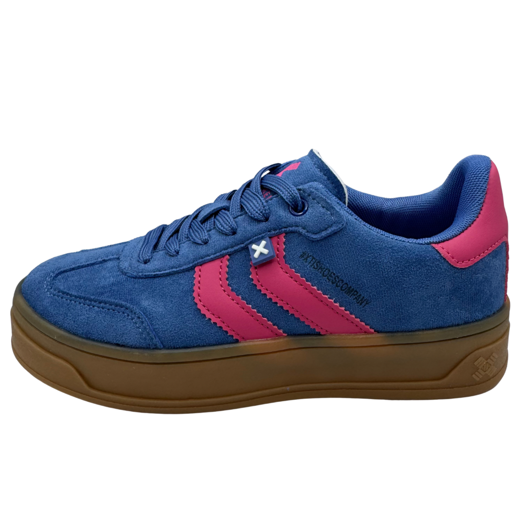 Xti Blue &amp; Dark Pink Platform Trainers