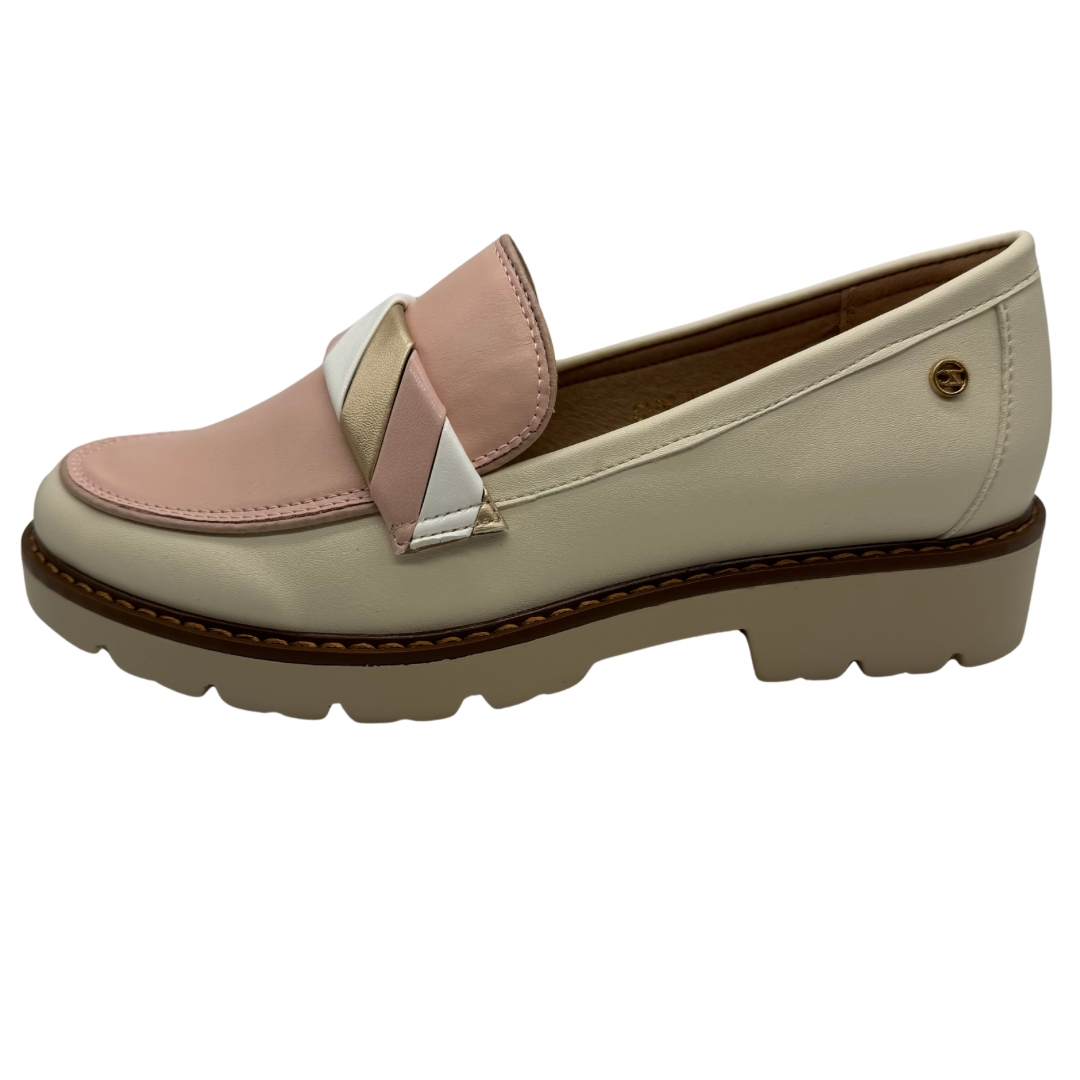 Zanni &amp; Co Cream and Pink Loafers