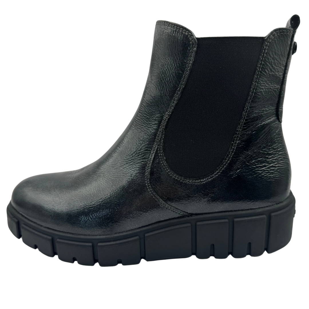 Caprice Black Wedge Patent Boots