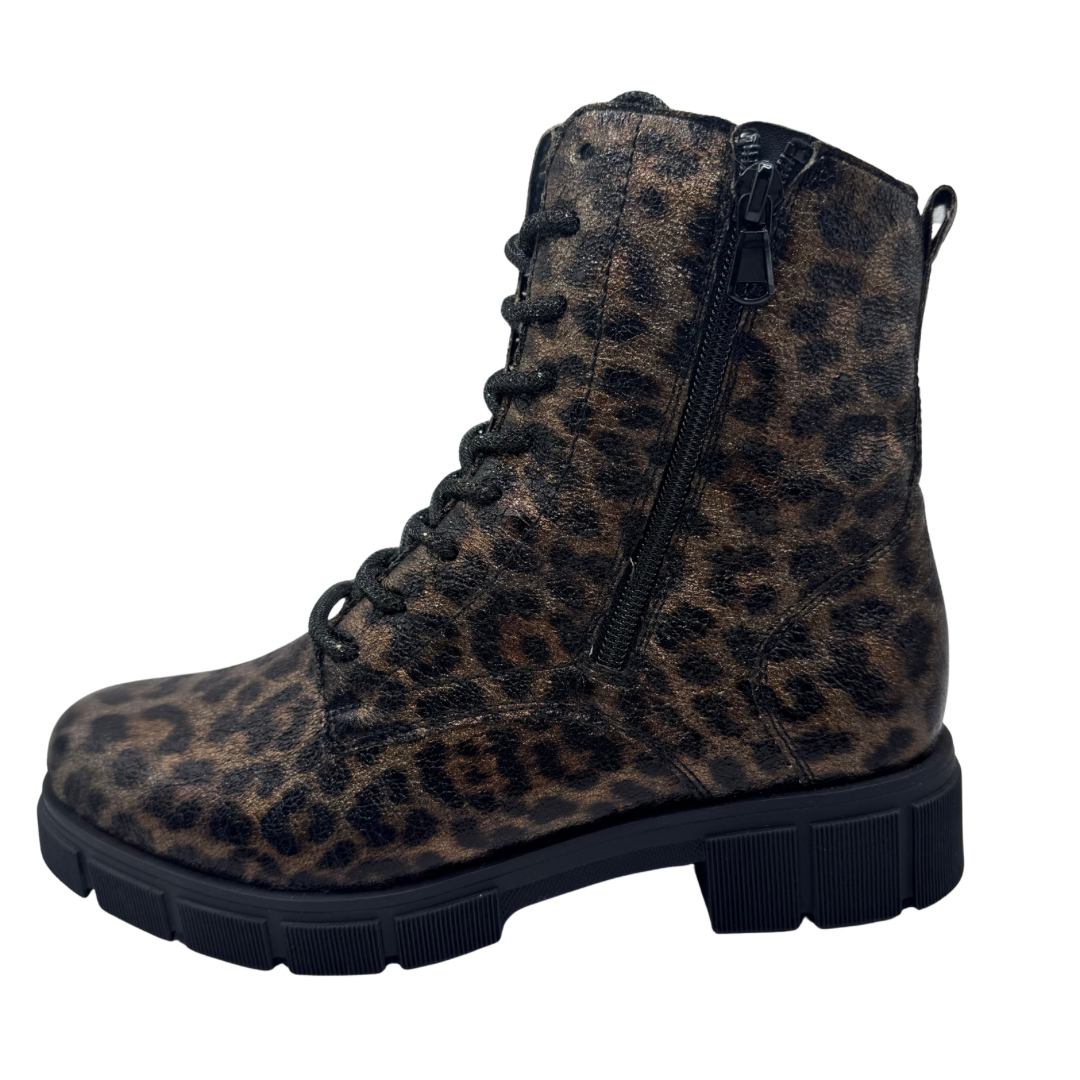 Remonte Leopard Print Metallic Boots with Fleece Lining