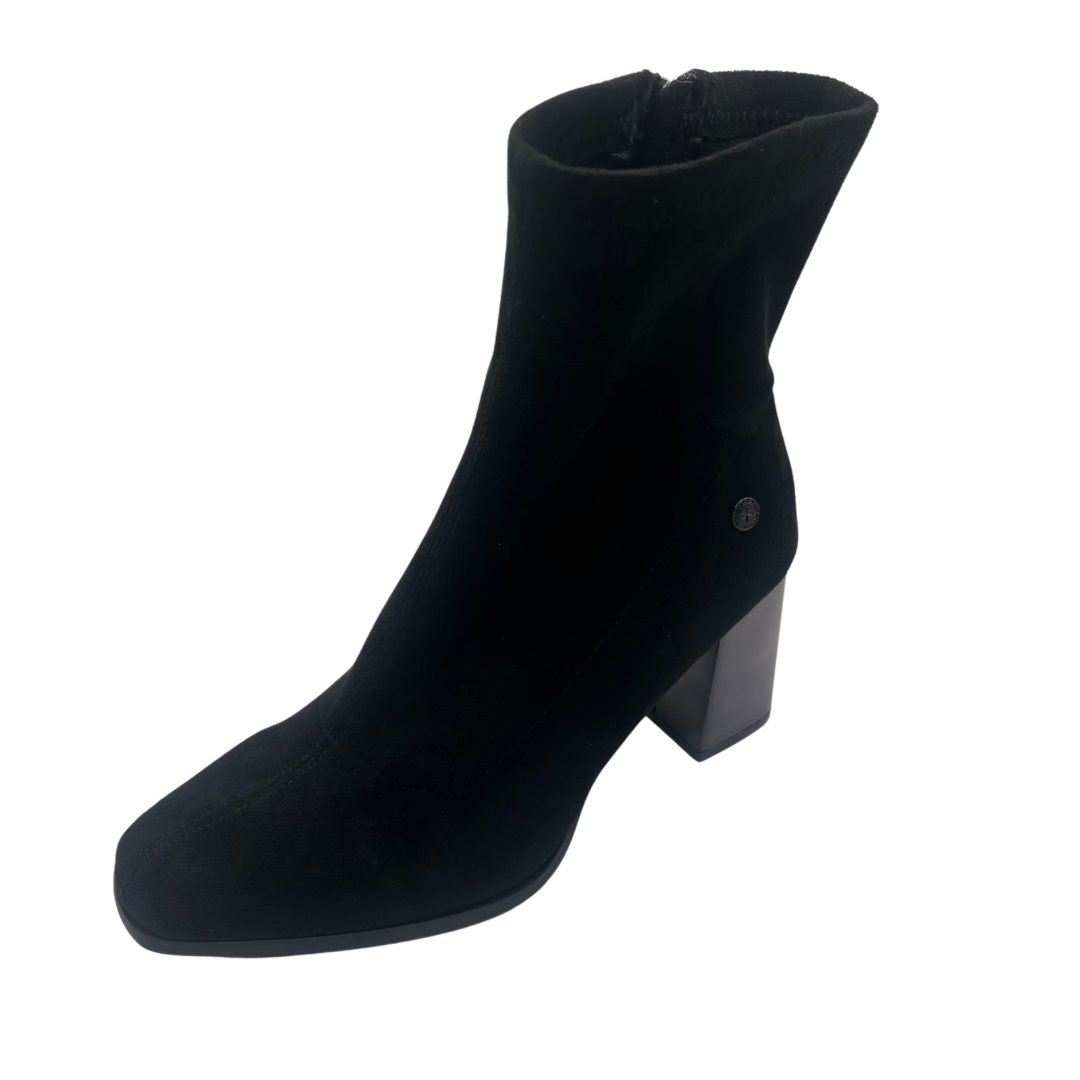 XTI Black Suede Heeled Boot