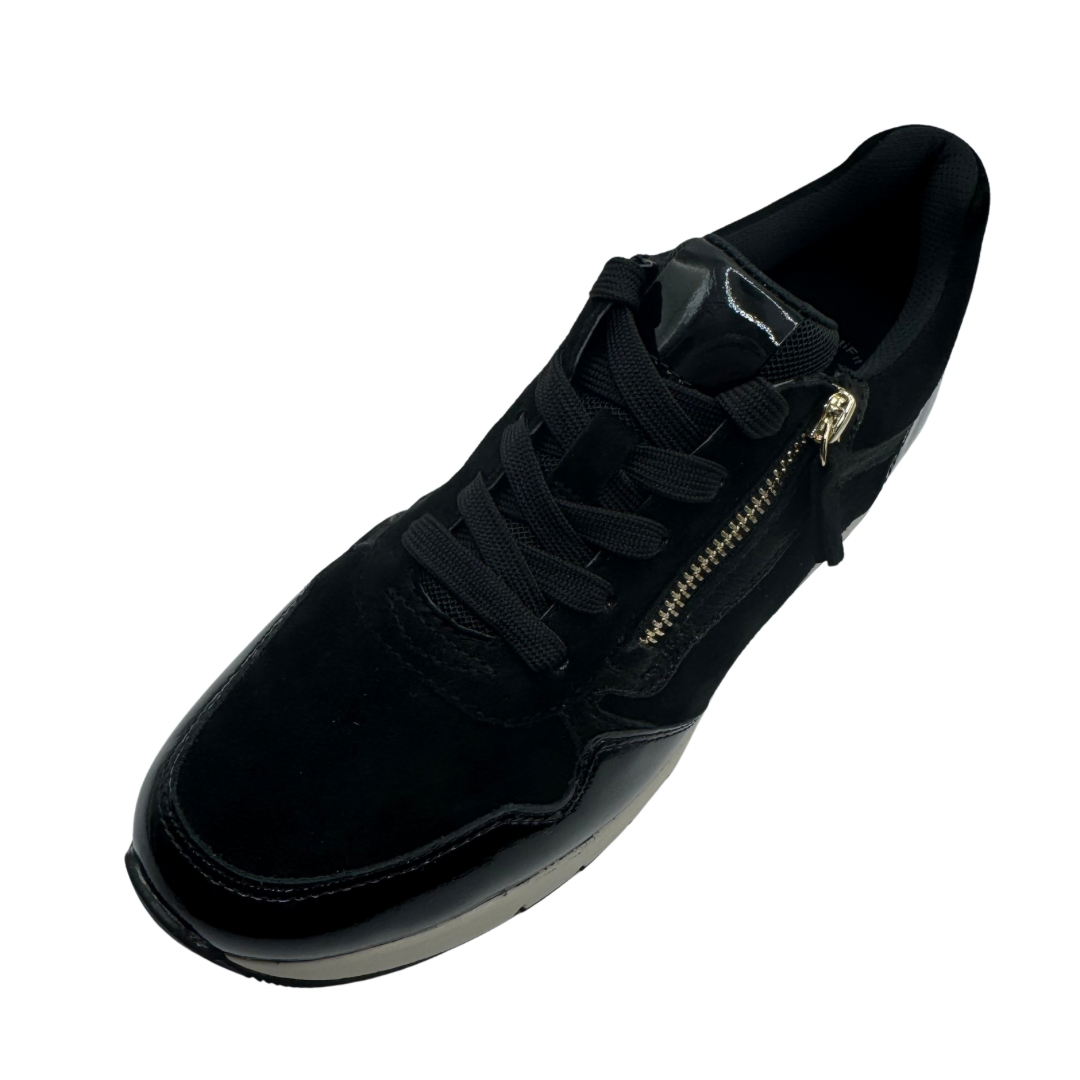 Gabor Black Suede &amp; Patent Trainers