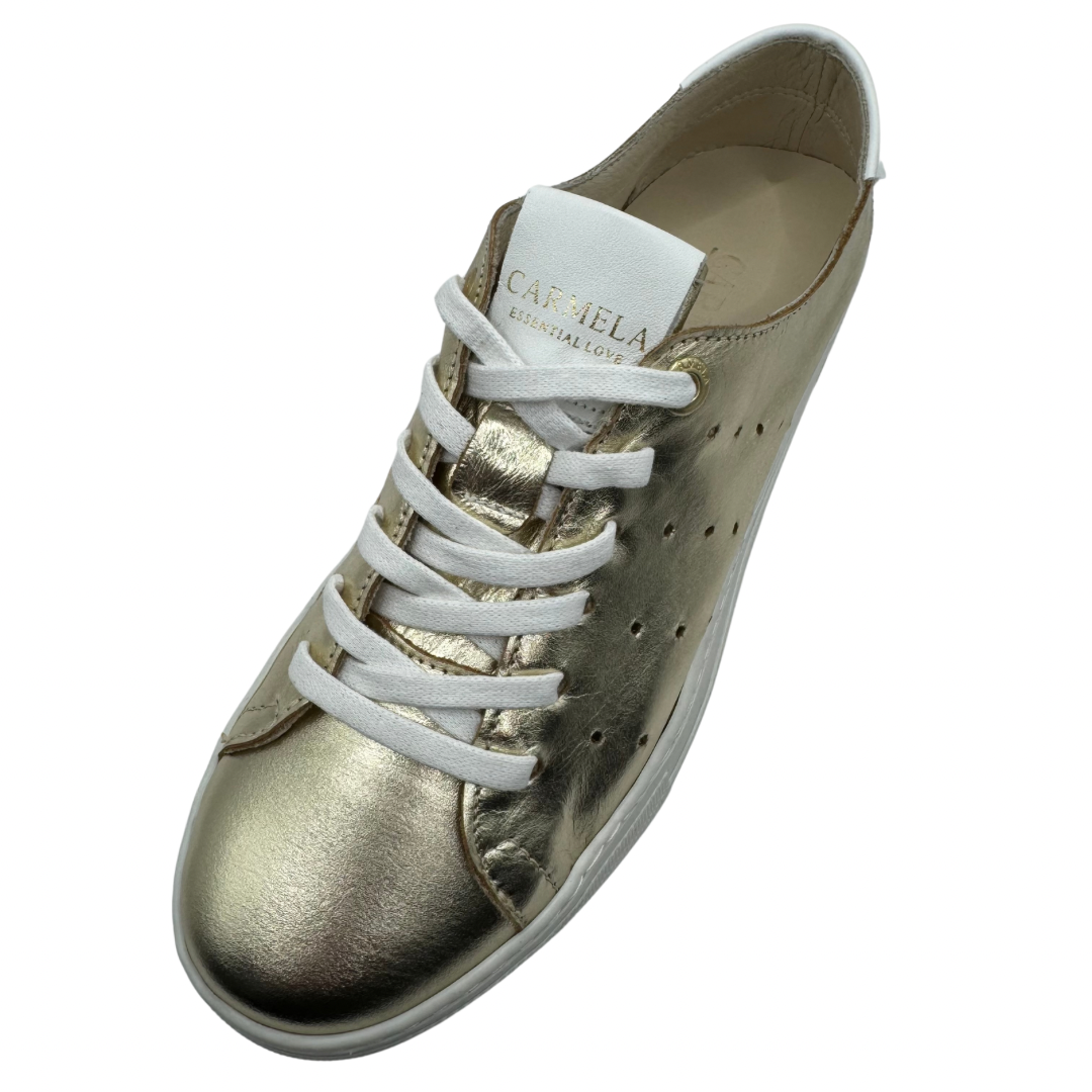 Carmela Gold Trainer With White Sole and Back