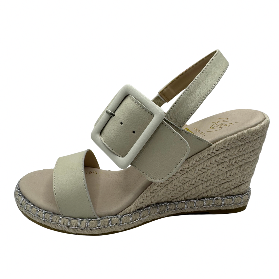 Kate Appleby Cream Wedge Sandals with Buckle Strap