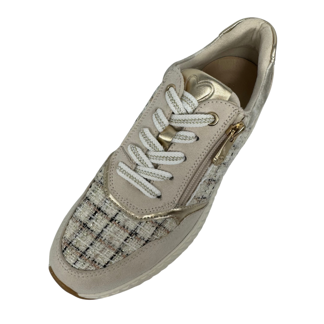 Marco Tozzi Cream and Tweed Trainers
