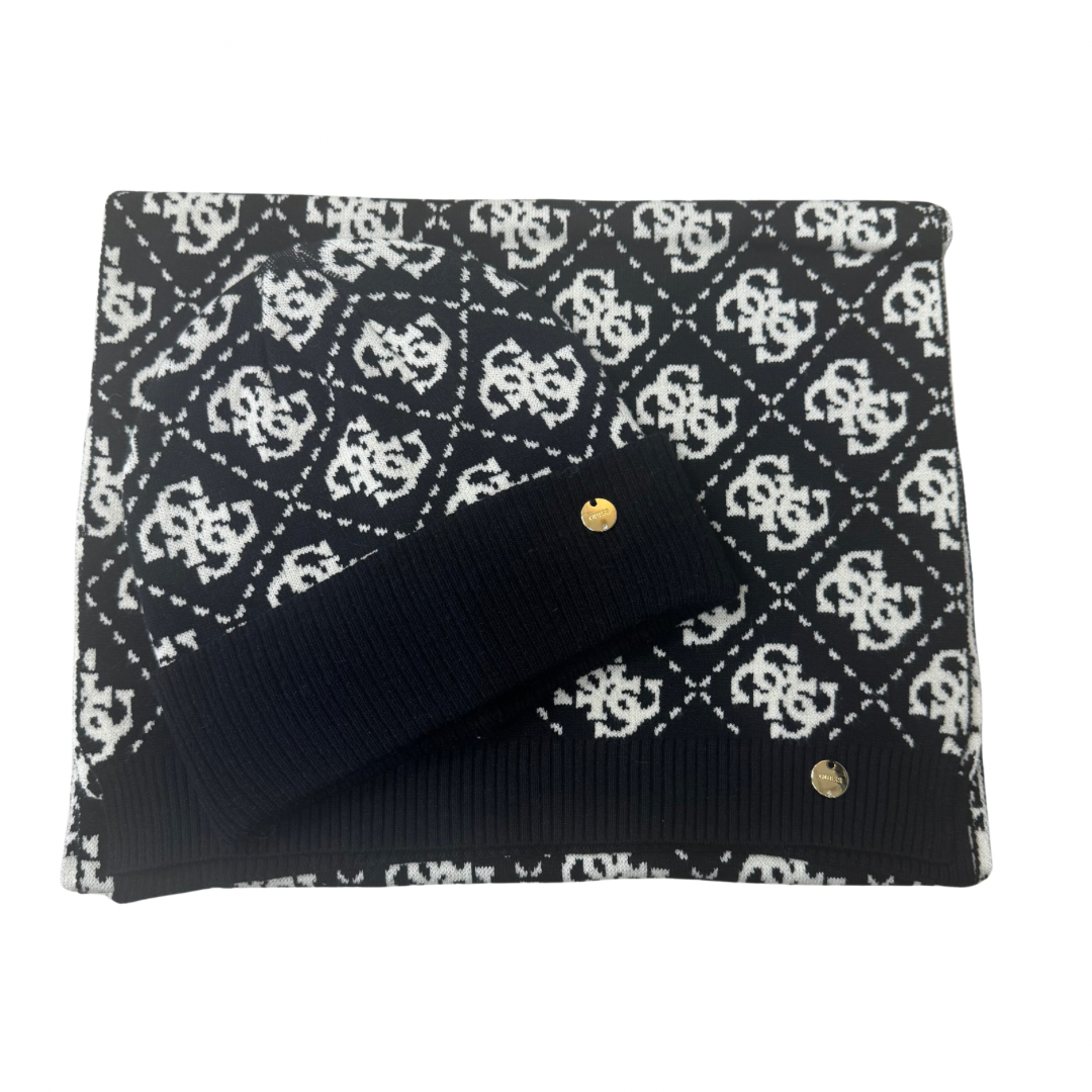 Guess Black Hat & Scarf Set