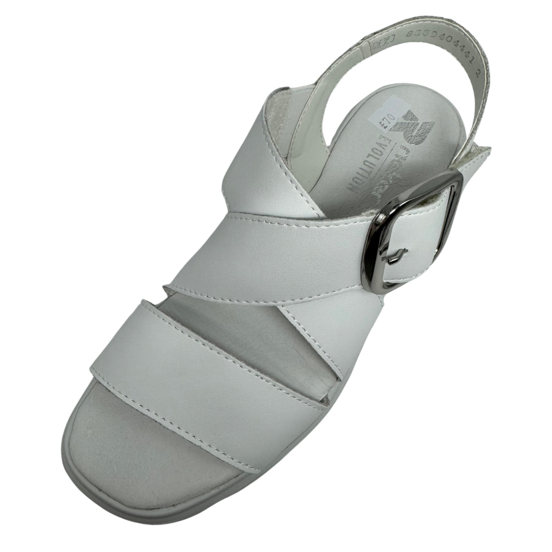 Rieker White Wedge Leather Sandals