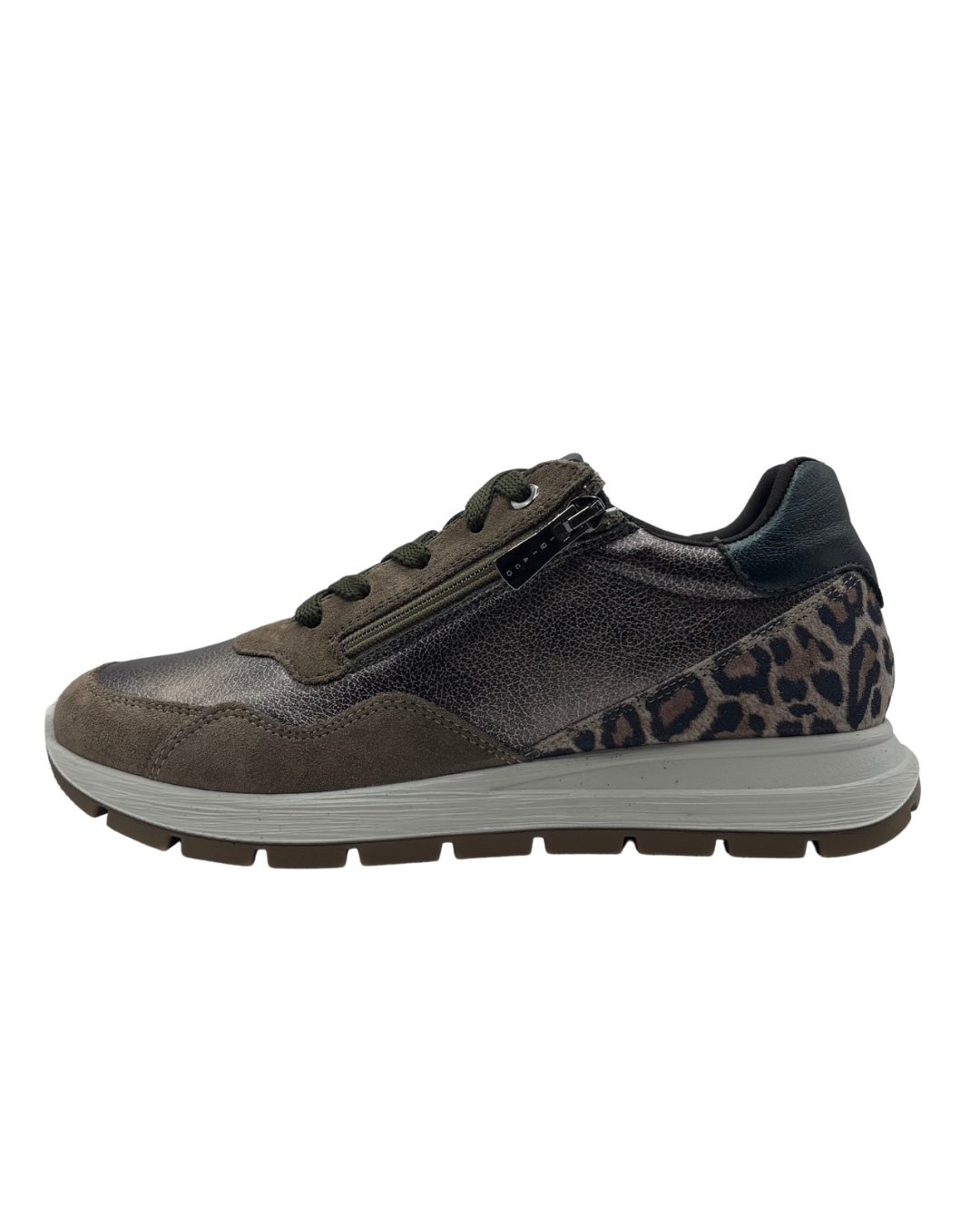 Igi &amp; Co Beige and Bronze Trainer with Leopard Print Detail