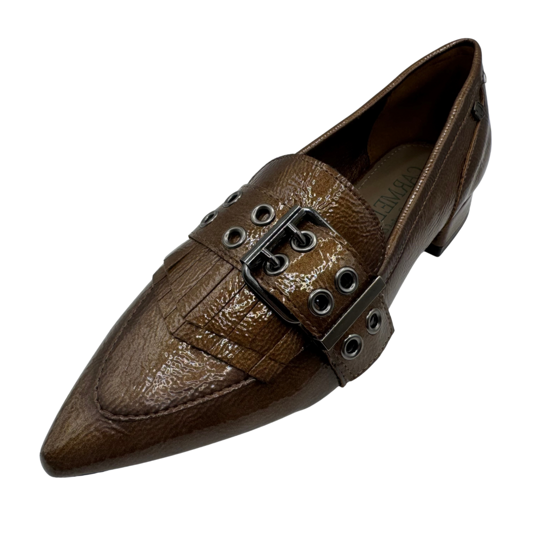 Carmela Brown Pointed Patent Loafers