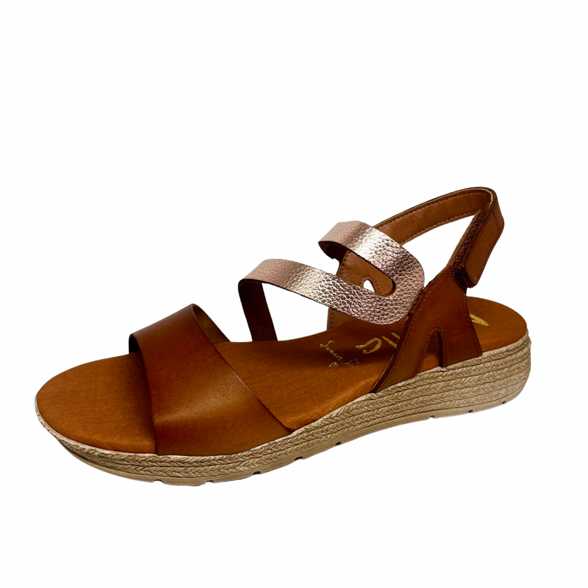Marila Brown Leather Woven Sandal With Bronze Detail