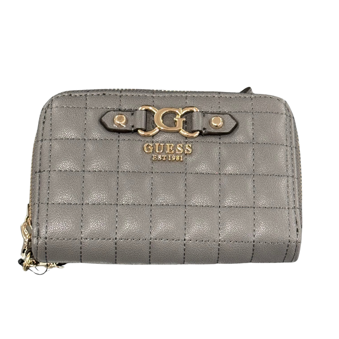 Guess Grey Quilted Double Zip Small Purse