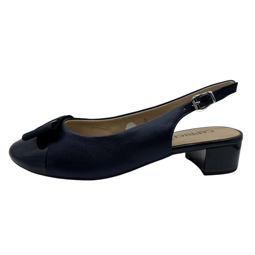 Caprice Navy Slingback with Bow