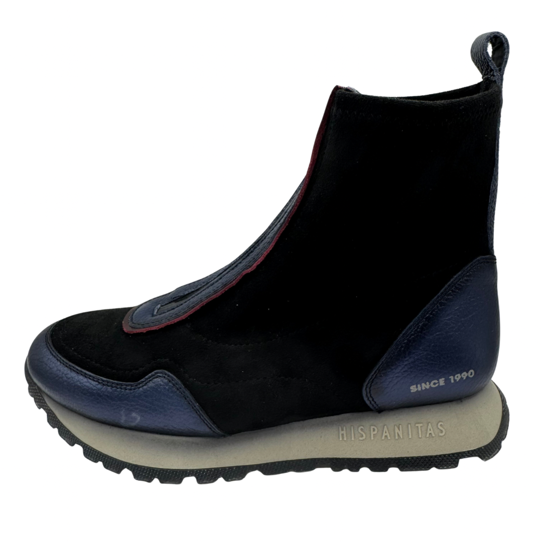 Hispanitas Navy &amp; Black Trainer Boots with Front Zip