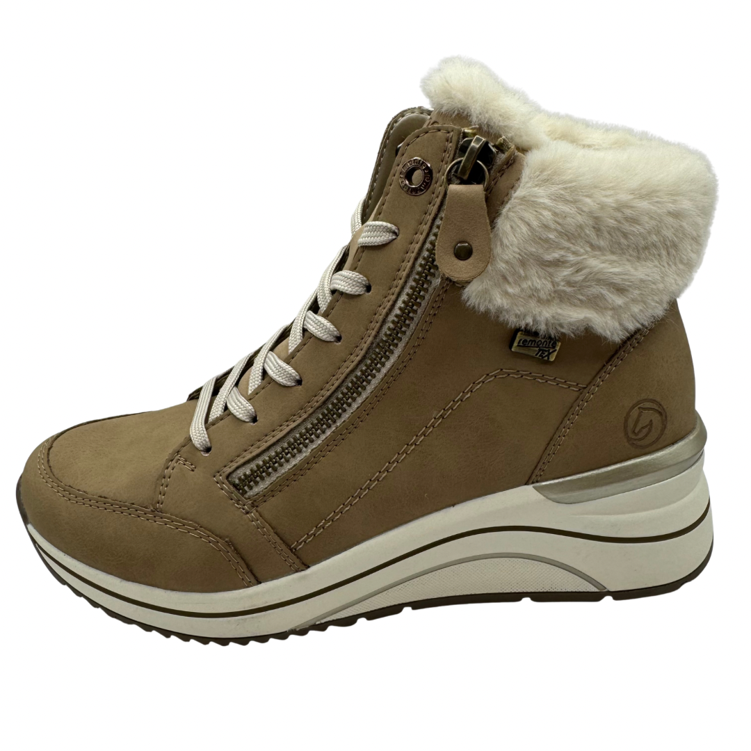 Remonte Brown Wedge Boots with Fleece Lining