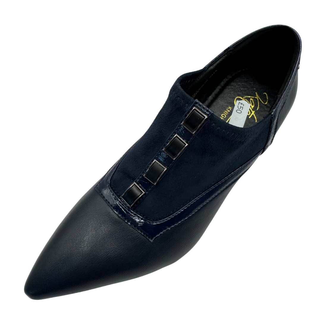 Kate Appleby Navy Pointed Heeled Shoes with Detail up the Front