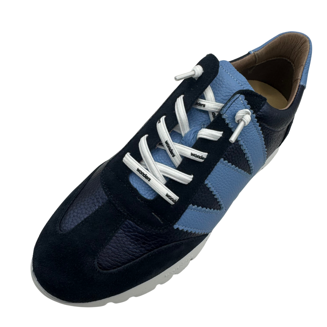 Wonders Navy &amp; Blue Wedged Trainers