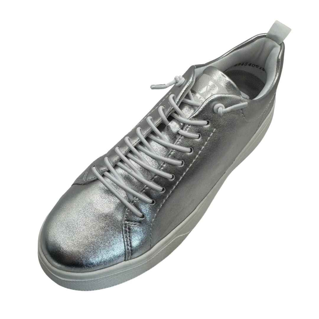 Rieker Platinum Silver Platform Leather Trainers