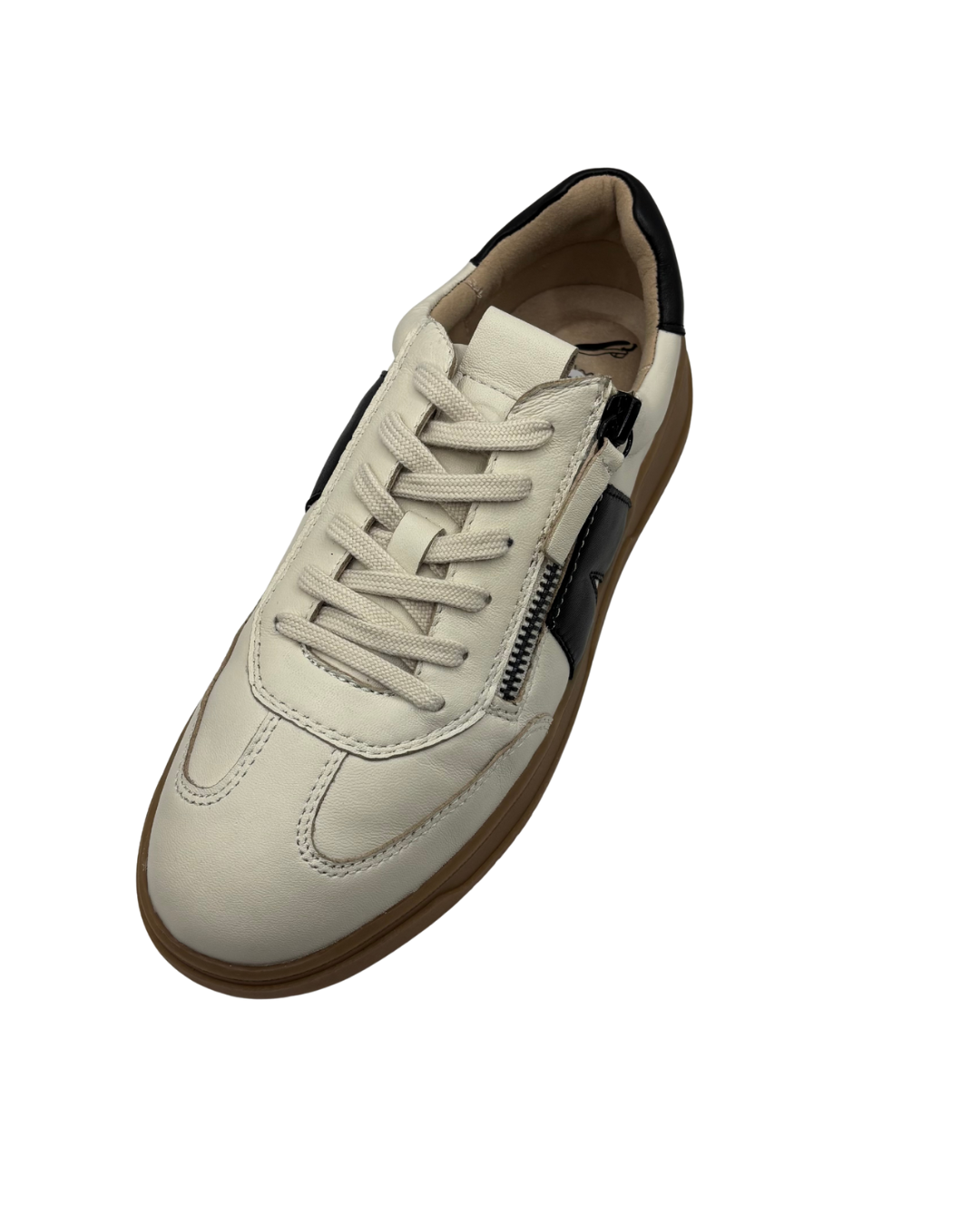 Caprice Off White and Black Platform Trainer