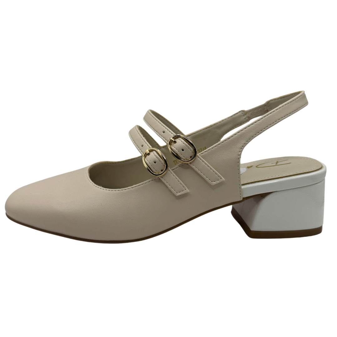 Dancing Matilda Nude Slingbacks with Double Buckle Detail