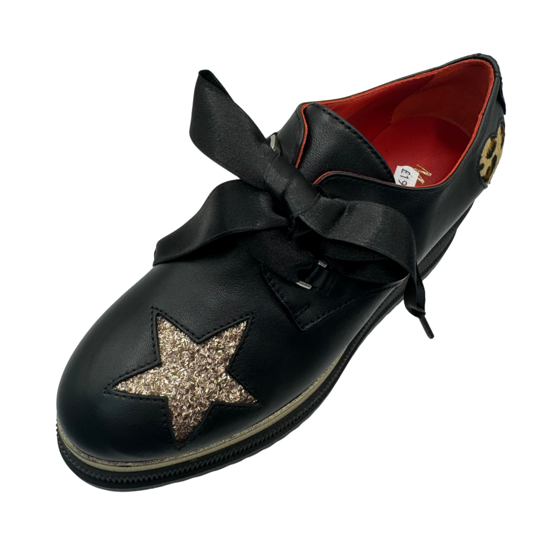 Marco Moreo Platform Wedge Black Leather Loafers