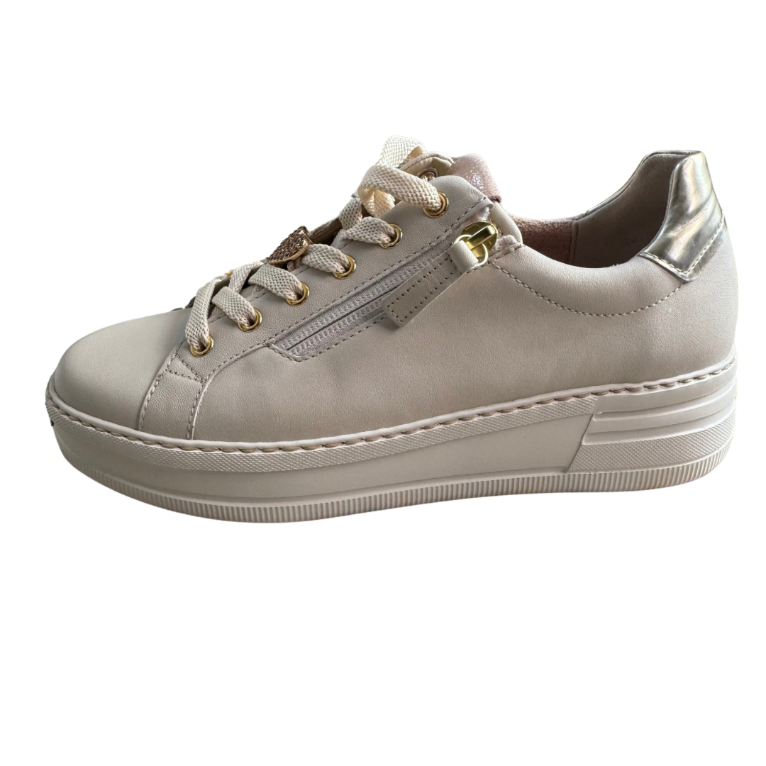 Gabor Ivory Trainers with Heart Jewel