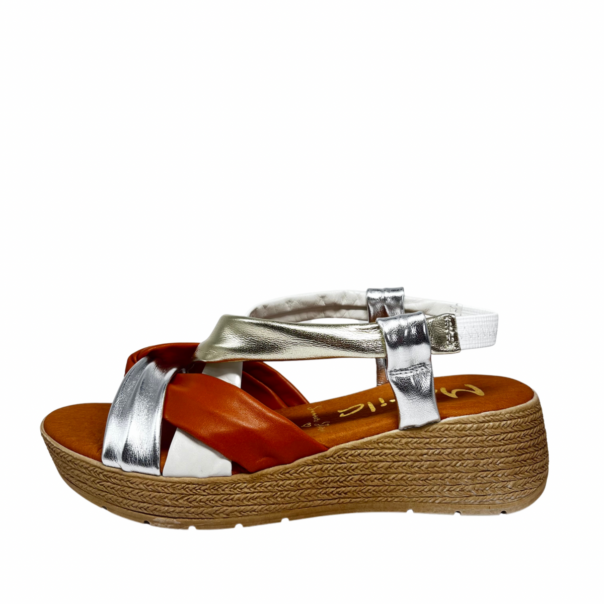 Marila Brown Leather Wedge Sandal With Elastic Strap