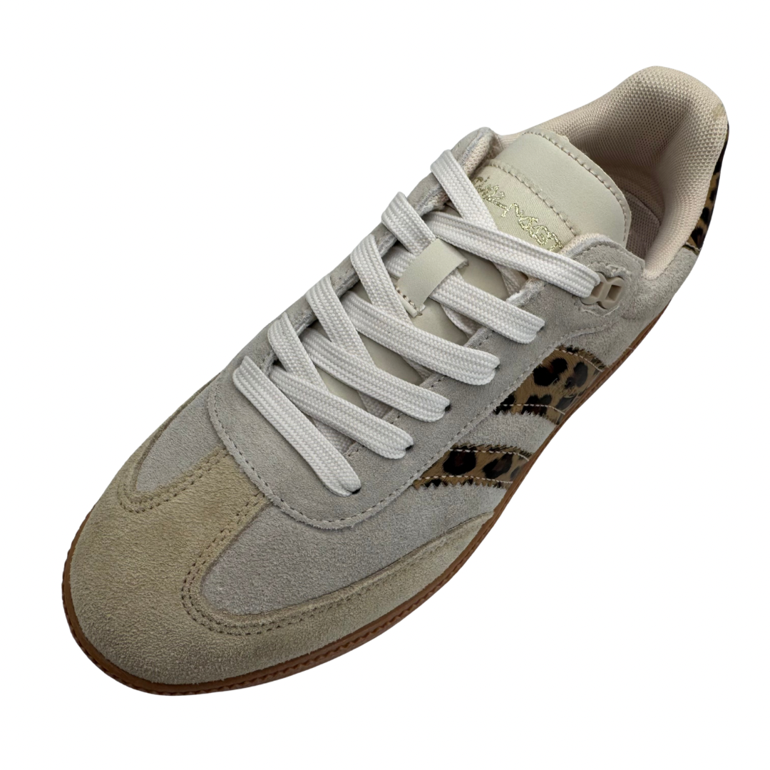 Teddy Smith Light Grey &amp; Leopard Print Trainers